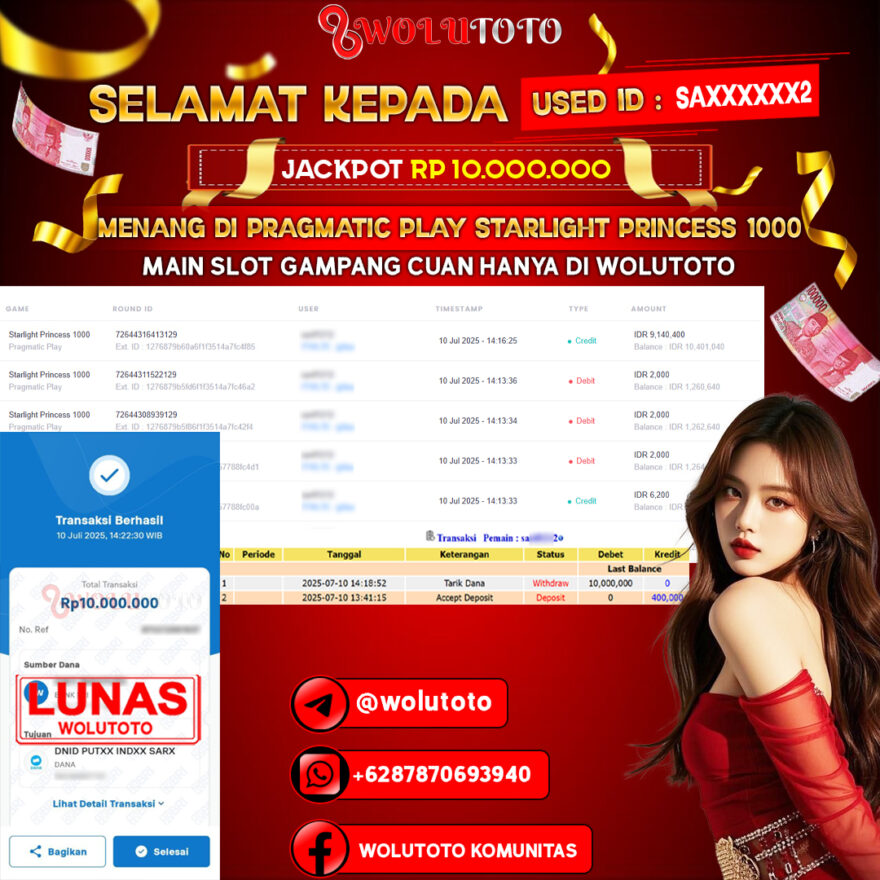 Selamat Kepada User : SA******2 Telah Jackpot Senilai Rp 10.000.000
