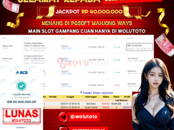 Selamat Kepada User : NO******U Telah Jackpot Senilai Rp 40.000.000