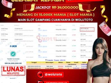 Selamat Kepada User : RI*****3 Telah Jackpot Senilai Rp 34.000.000